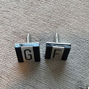 Vintage Black and Silver Initial Cufflinks
